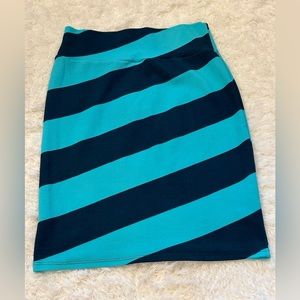LuLaRoe teal striped pencil skirt